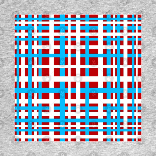 Interlocking Stripes White Red Light Blue by BlakCircleGirl